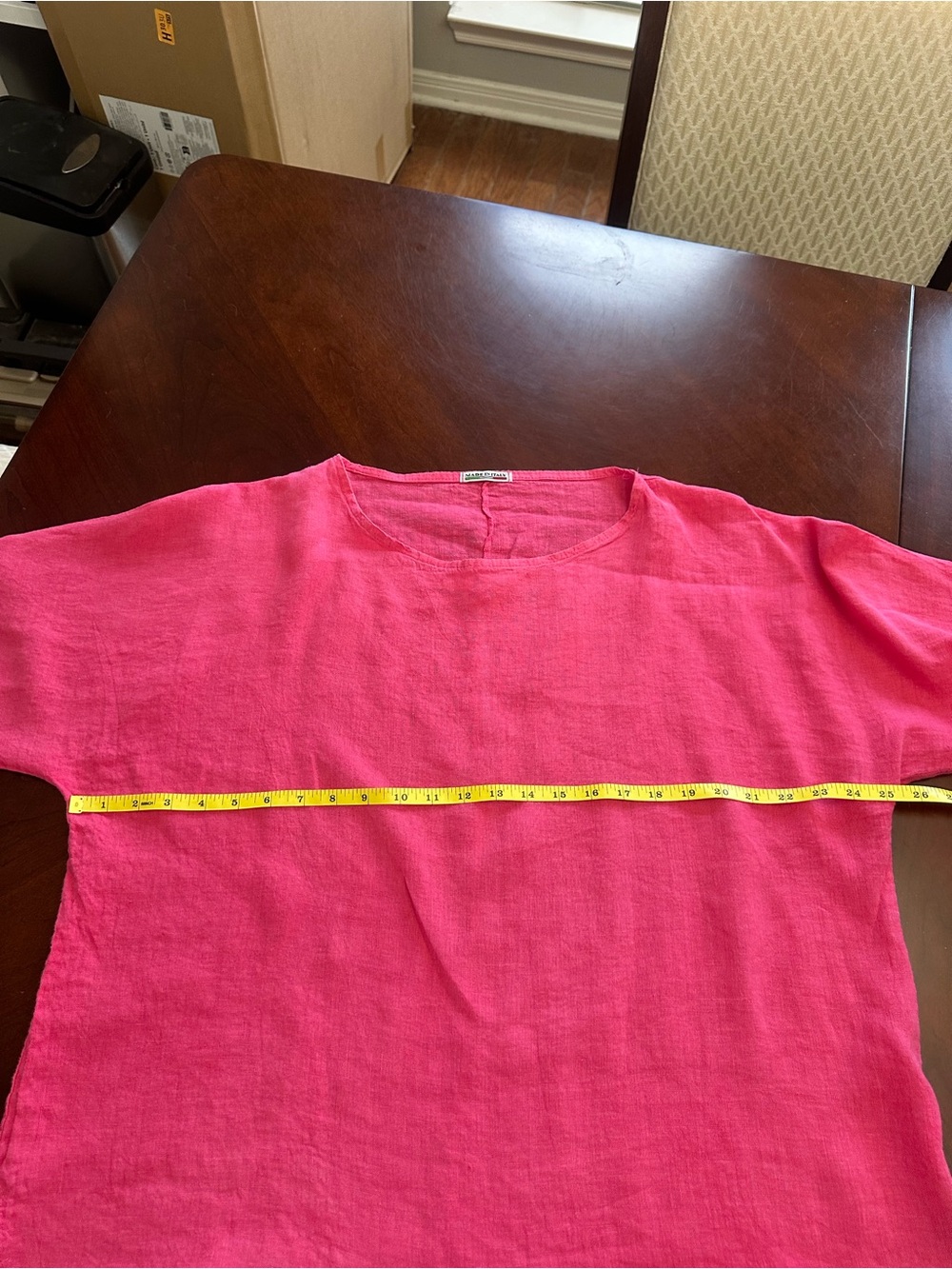 Women's Oversized Scoop Neck Top in‎ Hot Pink Linen Summer Lightweight - Picture 5 of 6